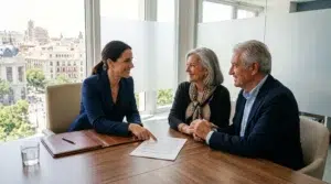Abogado de Ius & Lex Abogados explicando el blindaje del usufructo conjunto con derecho de acrecer a un matrimonio mayor en Madrid.